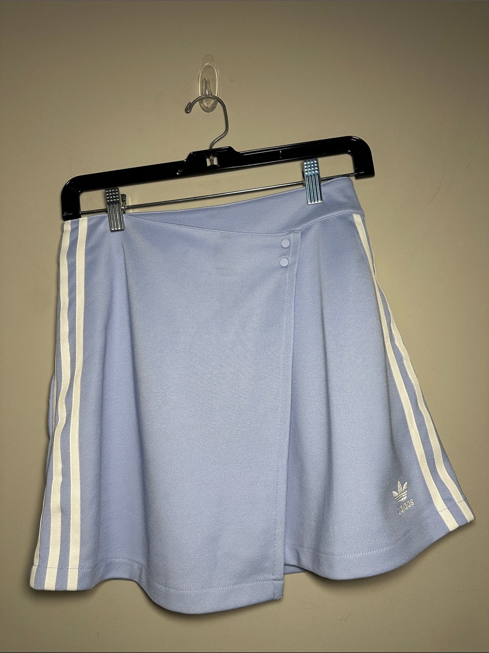 Adidas Originals Pale Blue Wrap Tennis Skirt with White 3-Stripes